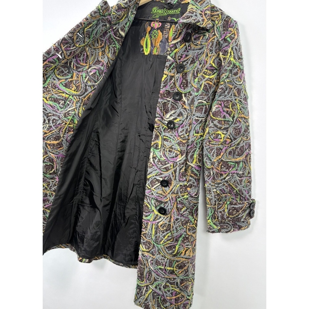 Desigual Textured Coat Womens EU 38 US Small Colorful Boho Abstract - Picture 10 of 14